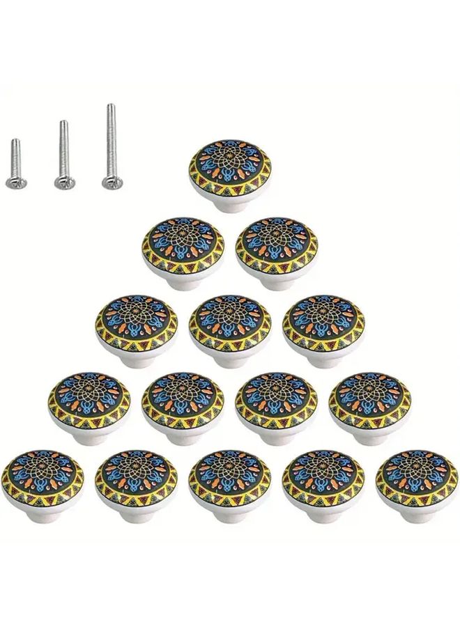 Mixed Floral Ceramic Knobs Bohemian Retro Vintage Drawer Cabinet Wardrobe Handles - Image 1